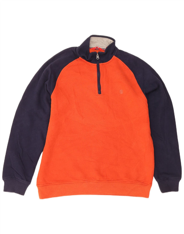 Felpa da uomo IZOD con zip e collo, in cotone color block arancione medio