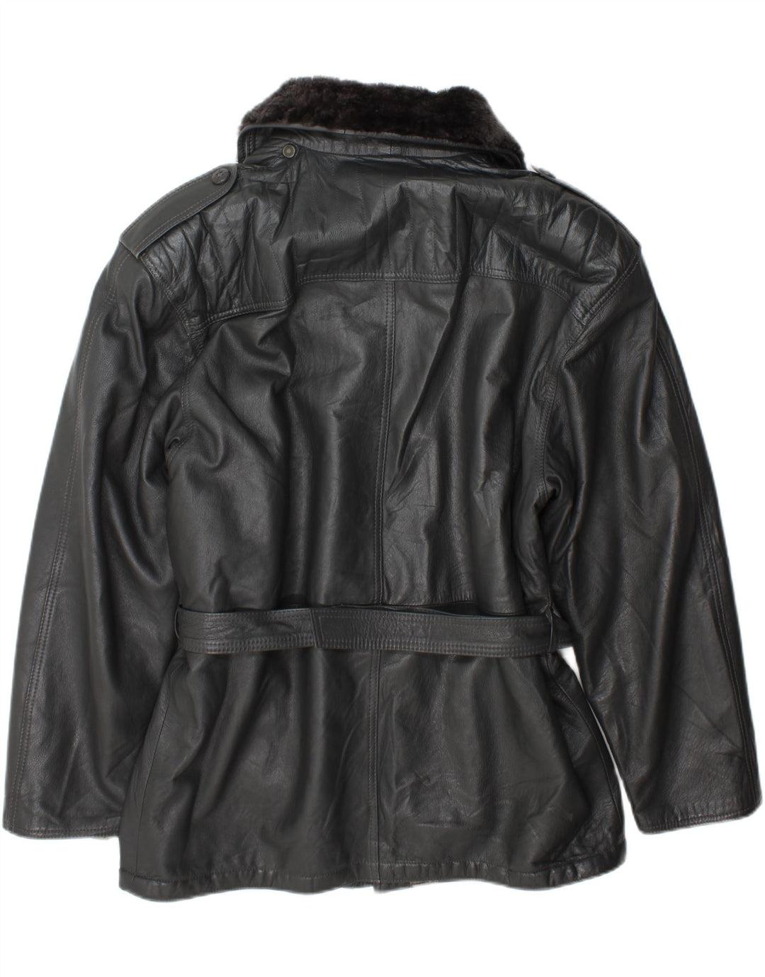 Giacca in pelle militare vintage da uomo IT 54 2XL Grigia