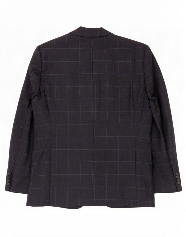 Giacca blazer a 2 bottoni da uomo Marks & Spencer UK 44 XL Lino a quadri blu navy