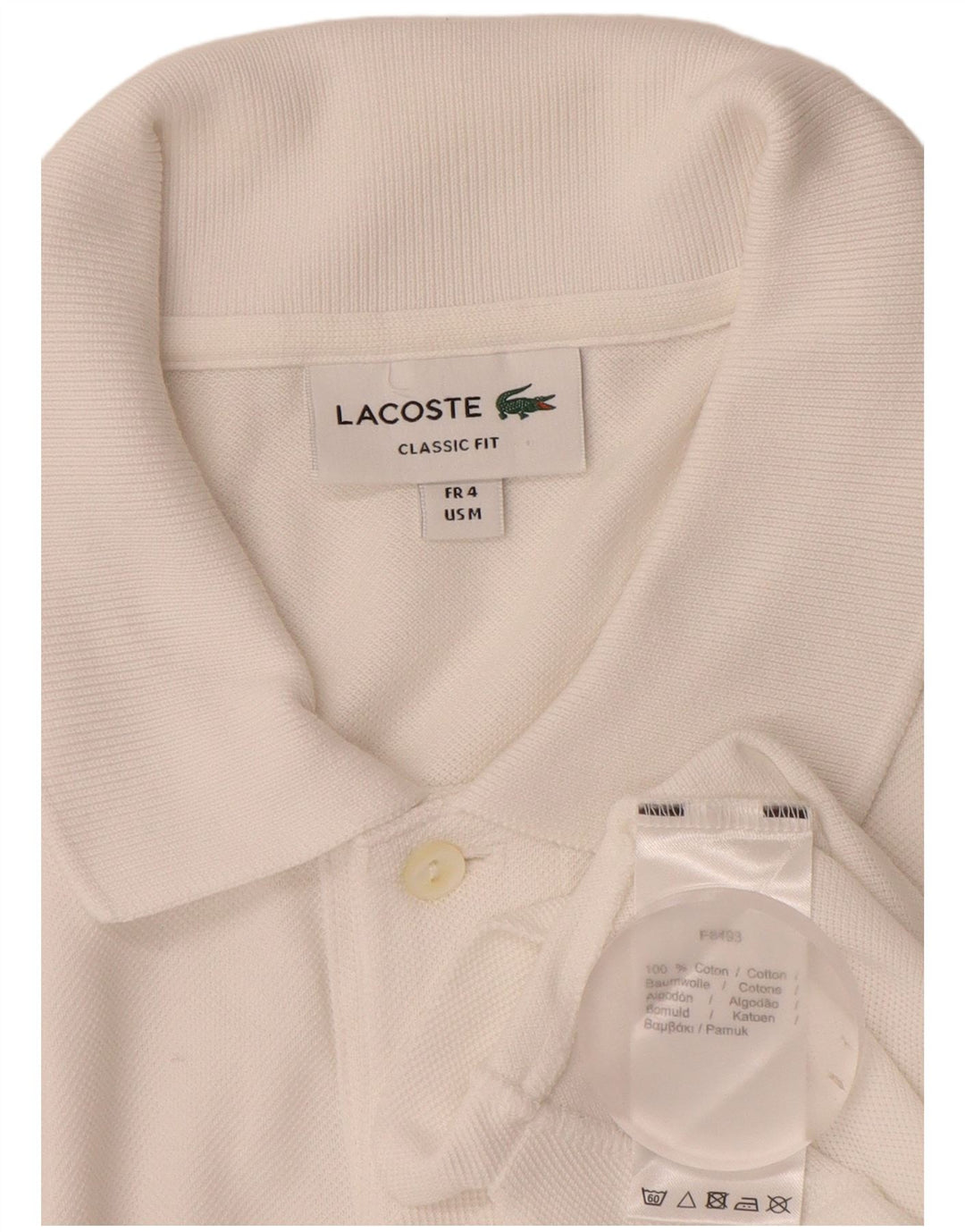Polo LACOSTE da uomo vestibilità classica taglia 4 cotone bianco medio