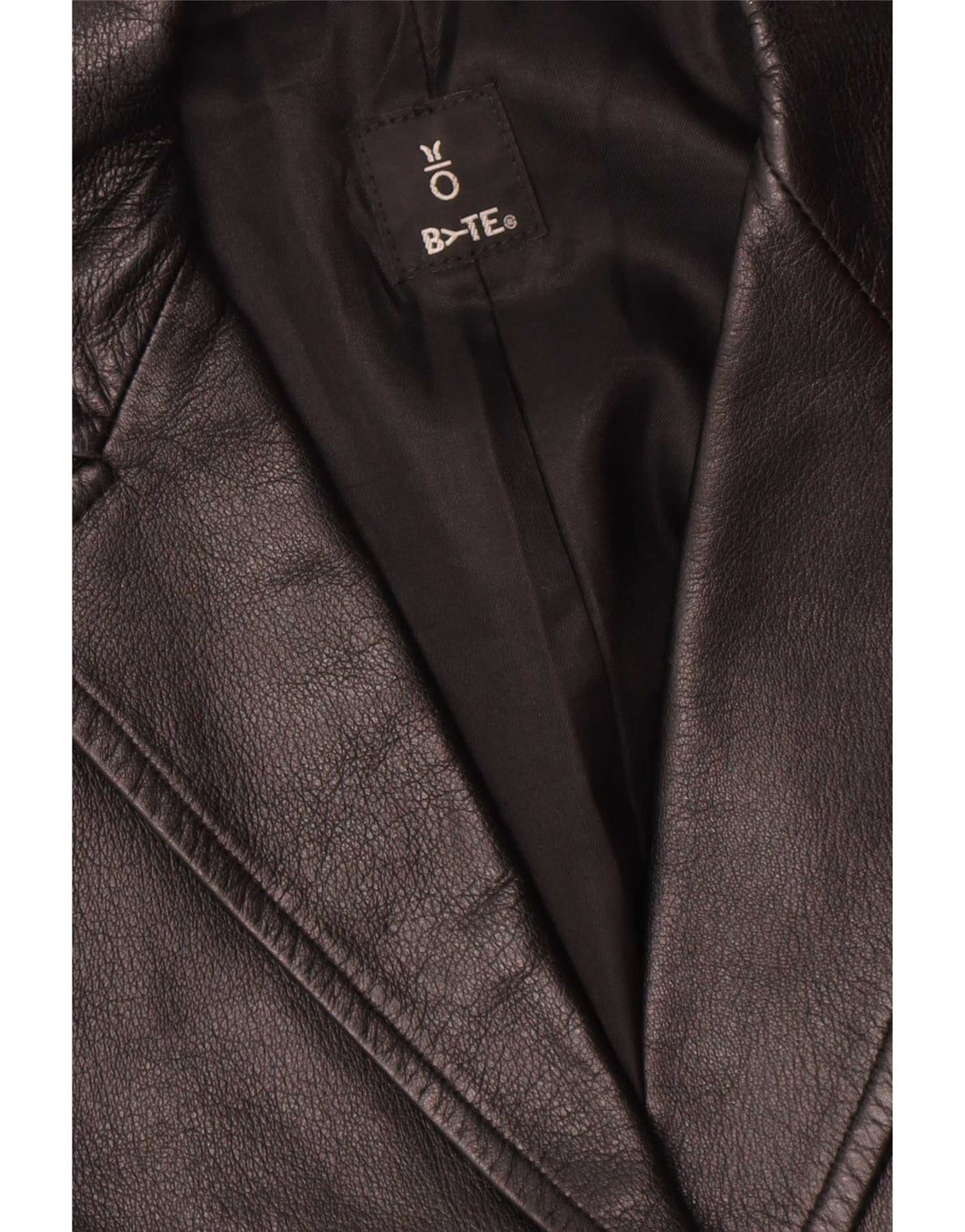Giacca blazer in pelle vintage da donna a 1 bottone UK 14 pelle nera media