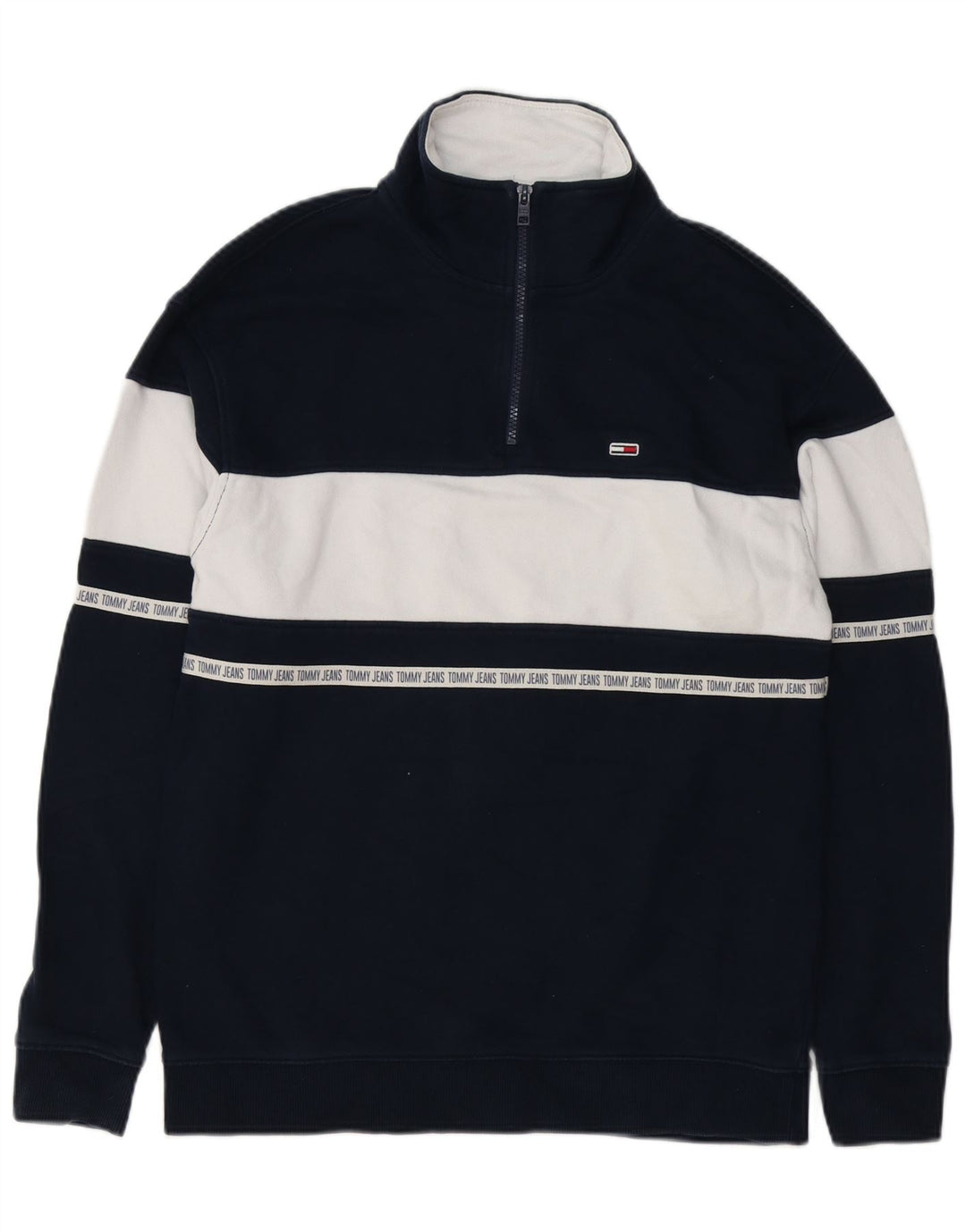 Tommy Hilfiger Uomo Felpa grafica Maglione Piccolo Blu Navy Colourblock