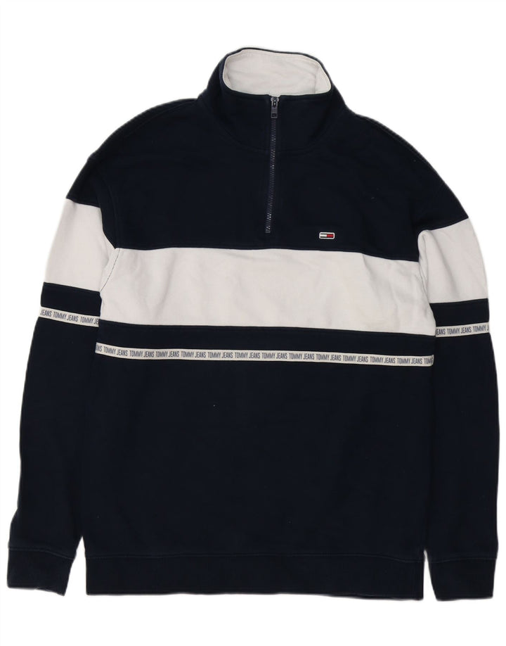Tommy Hilfiger Uomo Felpa grafica Maglione Piccolo Blu Navy Colourblock