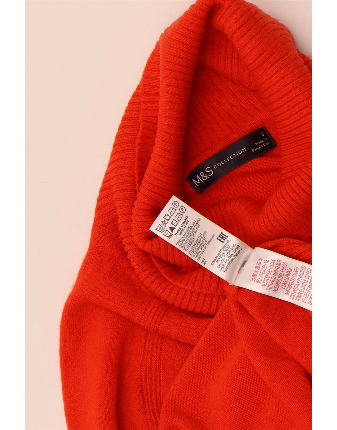Maglione maglione a collo alto da donna Marks & Spencer UK 10 piccolo acrilico rosso