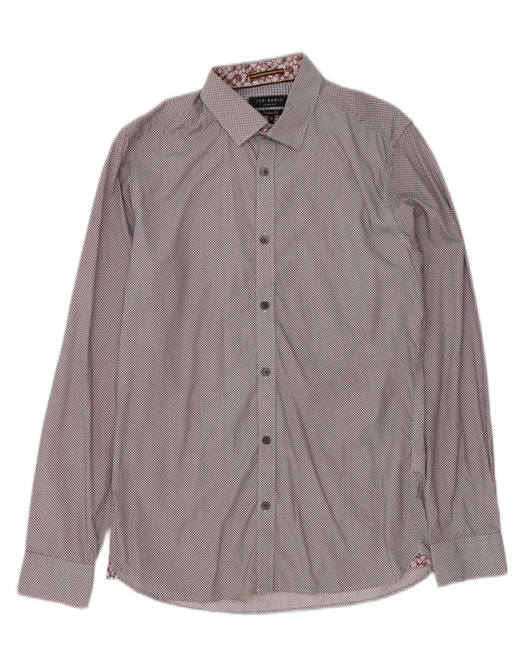 Ted Baker Camicia da uomo dal taglio moderno taglia 15 in cotone maculato marrone medio