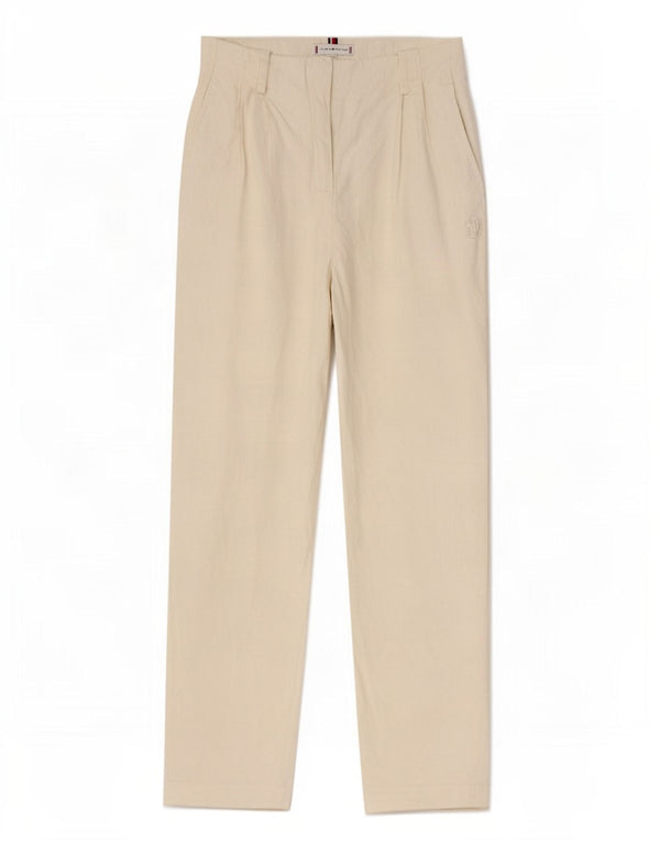 Pantaloni chino a vita alta da donna Tommy Hilfiger UK 4 XS W24 L24 Bianco