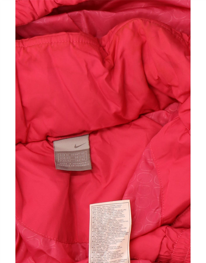 Giacca imbottita con cappuccio con grafica NIKE da donna UK 10/12 Poliestere rosa medio