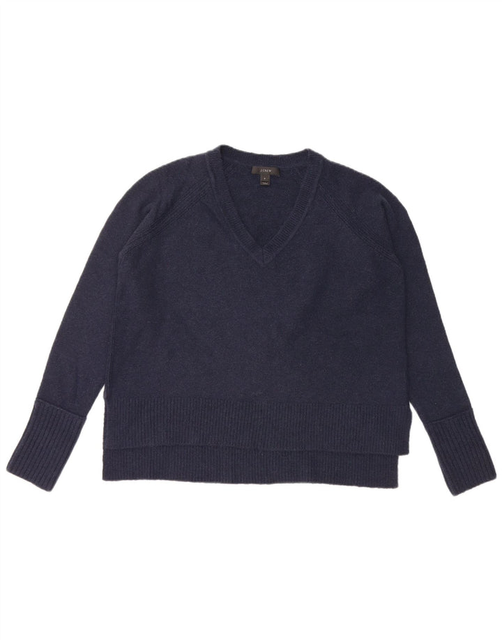 J. CREW Maglione oversize da donna con scollo a V UK 10 Piccolo Blu Navy