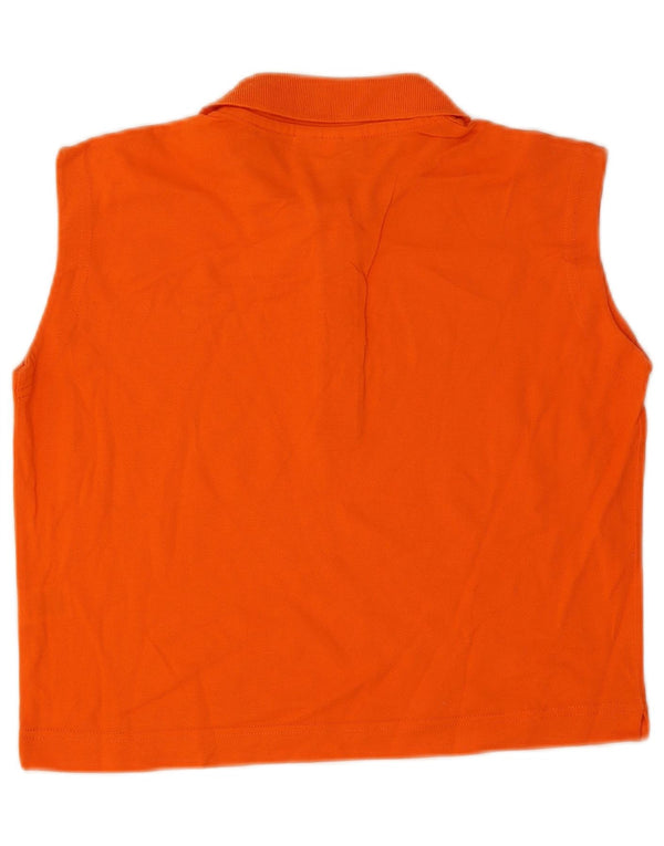 Diadora Womens Crop Sleeveless Polo Shirt UK 14 Medium Orange Cotton