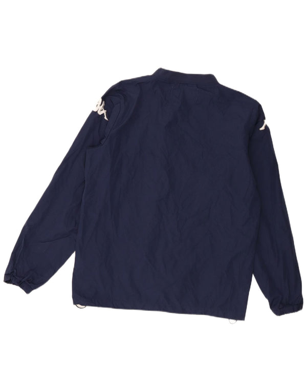 Top grafico da uomo Kappa a maniche lunghe in poliestere blu navy medio