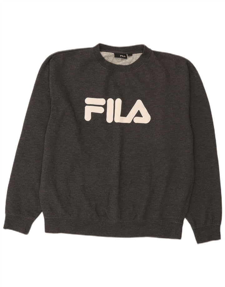 Felpa da uomo con vestibilità regolare grafica Fila, cotone grigio medio