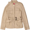 Giacca in pelle militare vintage da donna IT 44 in pelle beige media