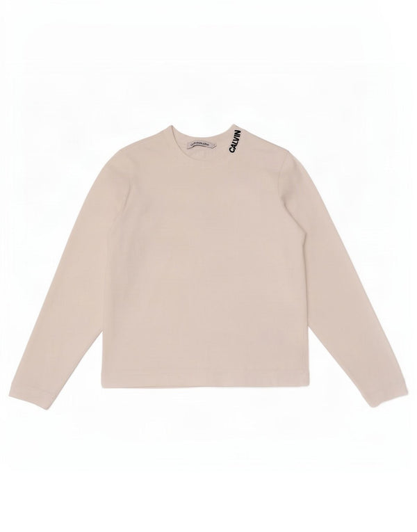 Top a maniche lunghe da donna Calvin Klein Jeans UK 10 piccolo bianco