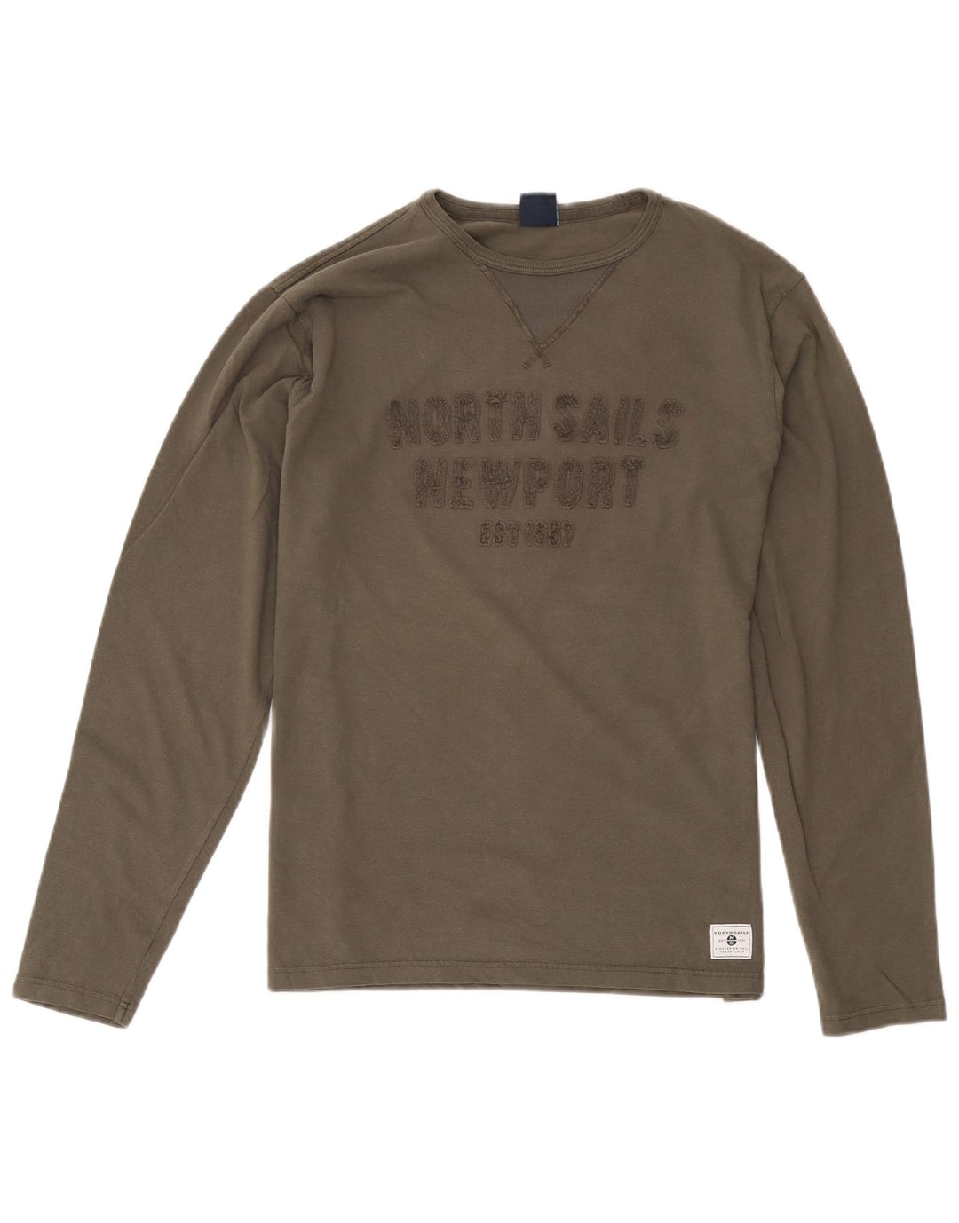 North Sails Top grafico da uomo con vestibilità regolare, manica lunga, cotone kaki medio