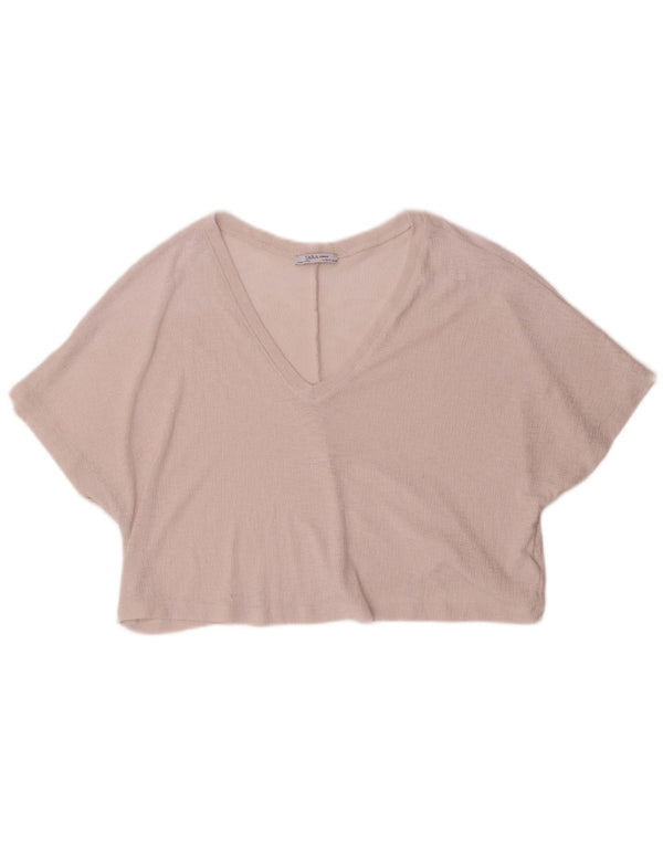 Camicetta oversize corta da donna Zara Top UK 10 piccola rosa poliestere