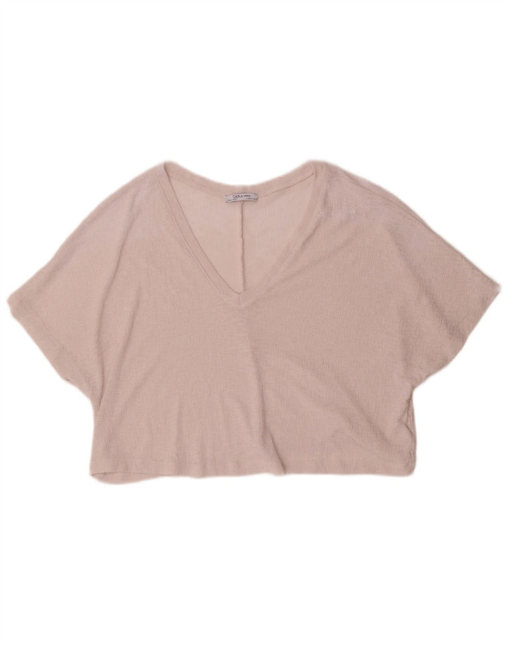 Camicetta oversize corta da donna Zara Top UK 10 piccola rosa poliestere