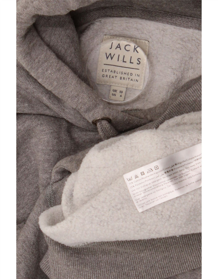 JACK WILLS Maglione da donna oversize con cappuccio Salcombe Devon UK 10 piccolo grigio