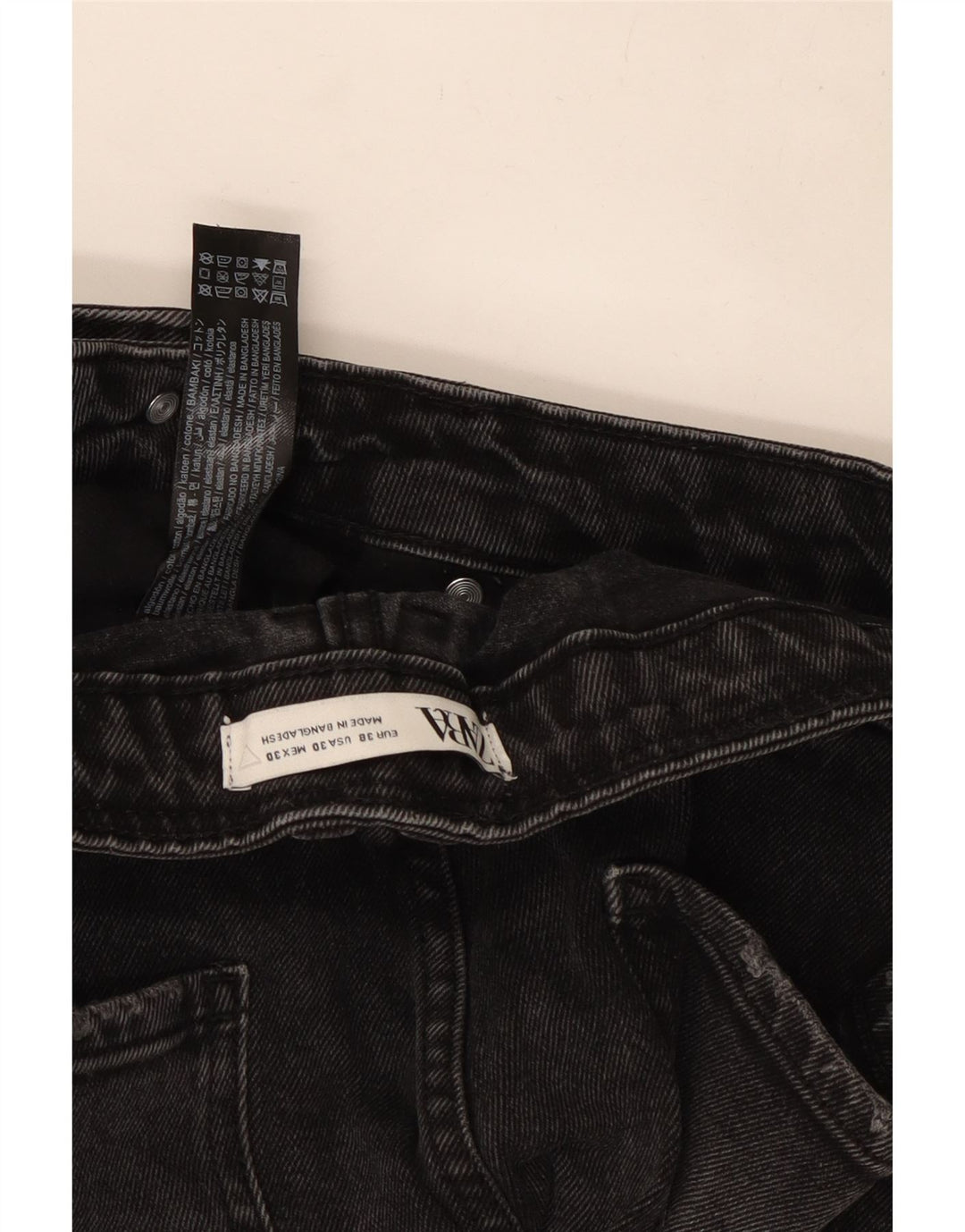 Pantaloncini di jeans da uomo Zara EU 38 piccoli W30 cotone nero