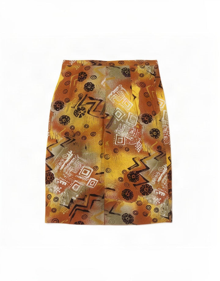 Gonna dritta da donna vintage con motivo astratto grande W32 multicolore