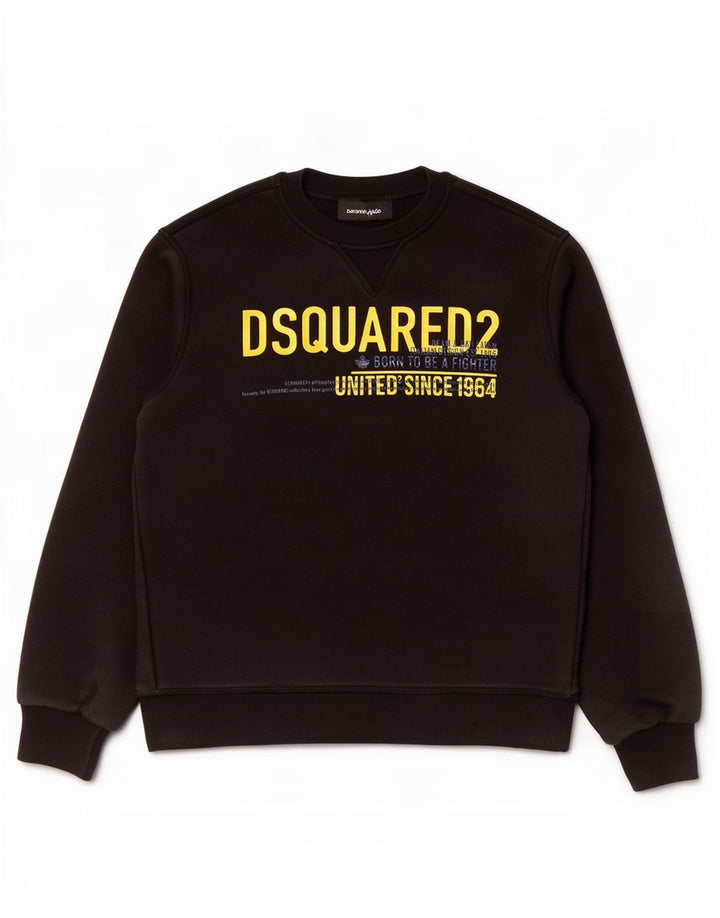 Felpa grafica per ragazzi Dsquared2 9-10 anni in cotone nero