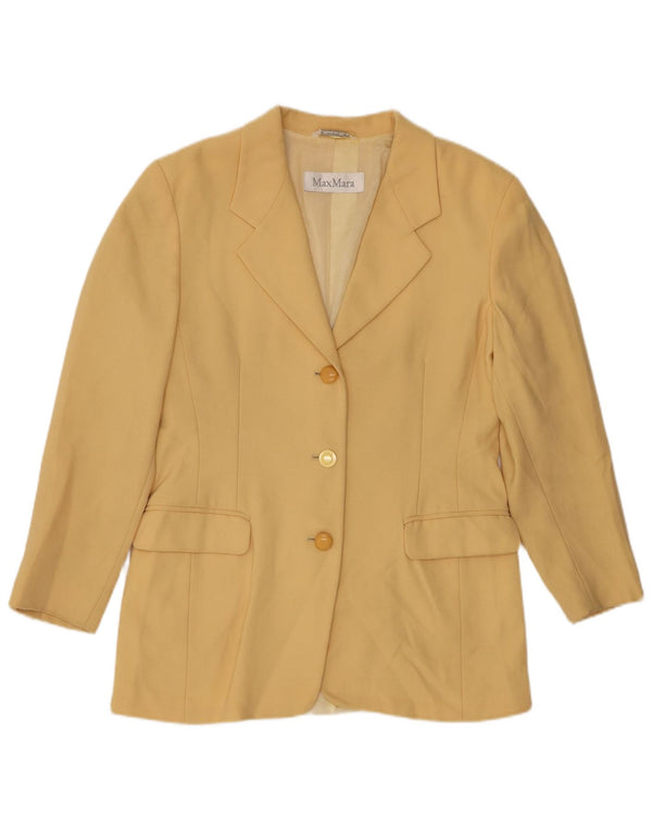 MAX MARA Womens Longline 3 Button Blazer Jacket UK 14 Medium Yellow