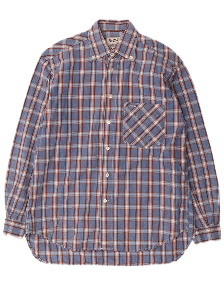 Camicia da uomo Gas Small in cotone a quadri blu