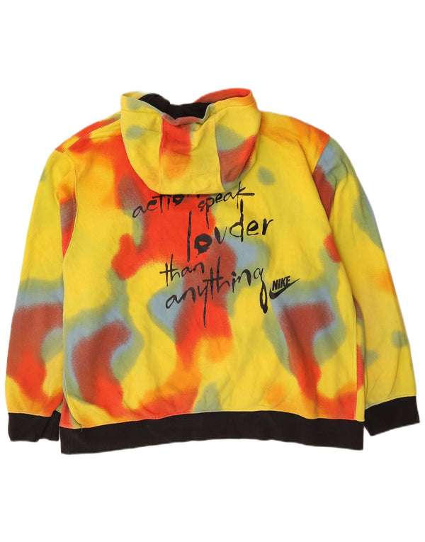 Felpa con cappuccio grafica Nike da uomo 2XL in cotone tie-dye giallo
