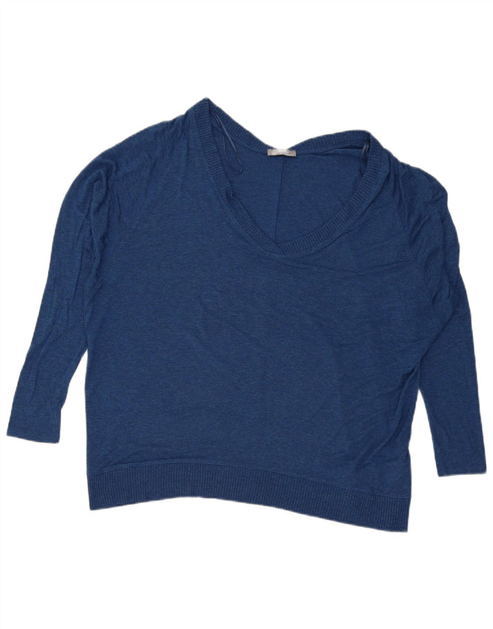 Top Zara da donna oversize a maniche lunghe UK 14 viscosa blu medio