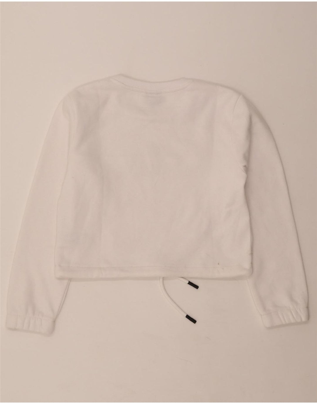 ELLESSE Womens Oversized Crop Graphic Sweatshirt Jumper UK 10 Small White