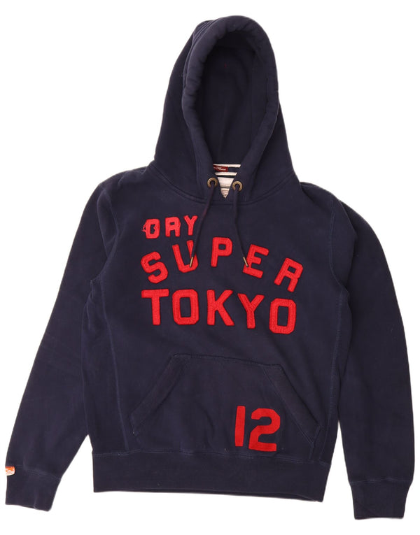 Felpa con cappuccio grafica da uomo Superdry XL in cotone blu navy