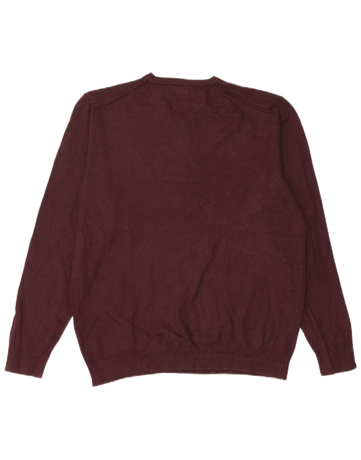 Maglione Zara da uomo con scollo a V grande in viscosa bordeaux