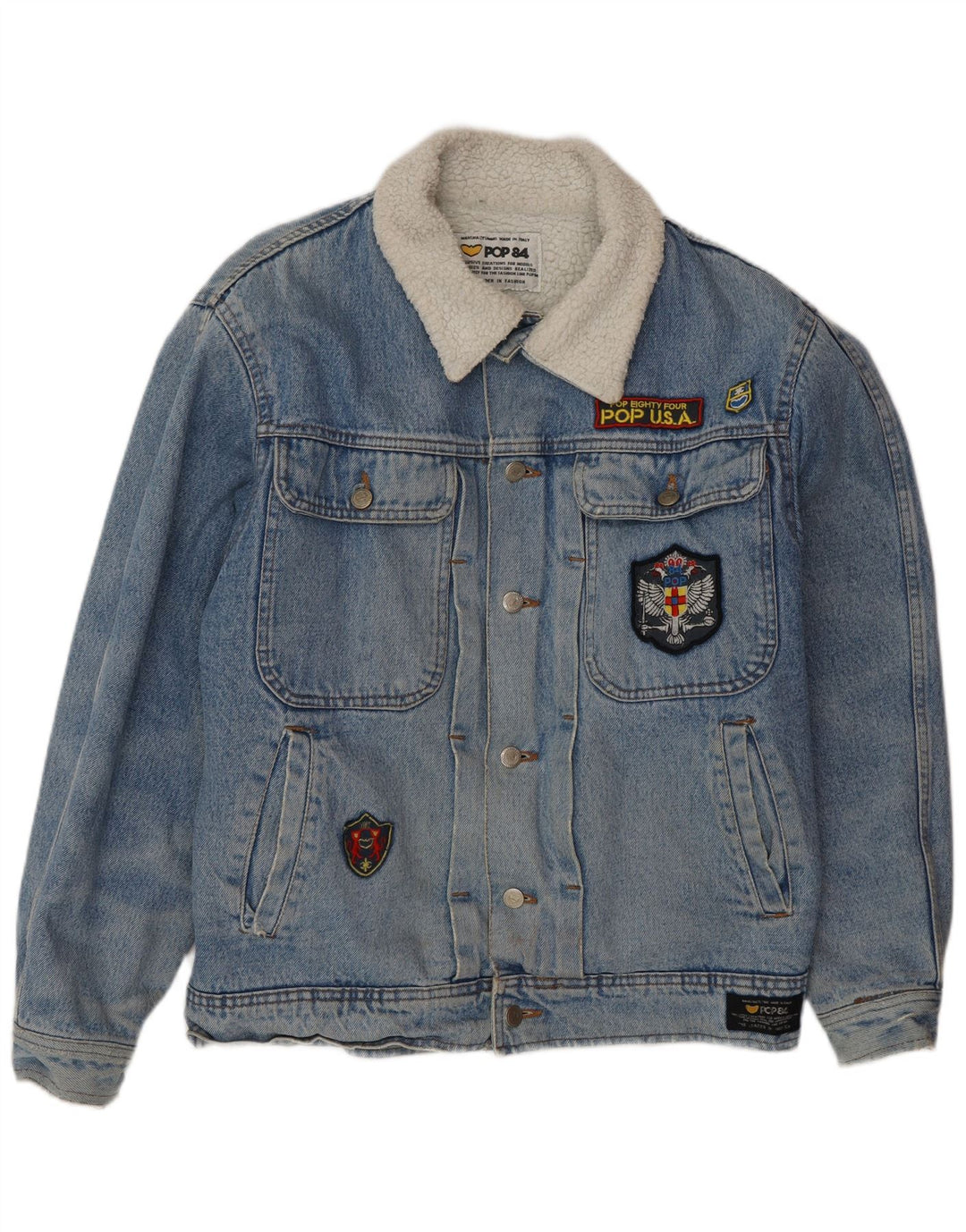 POP 84 Giacca da uomo in denim sherpa UK 38 Blu medio