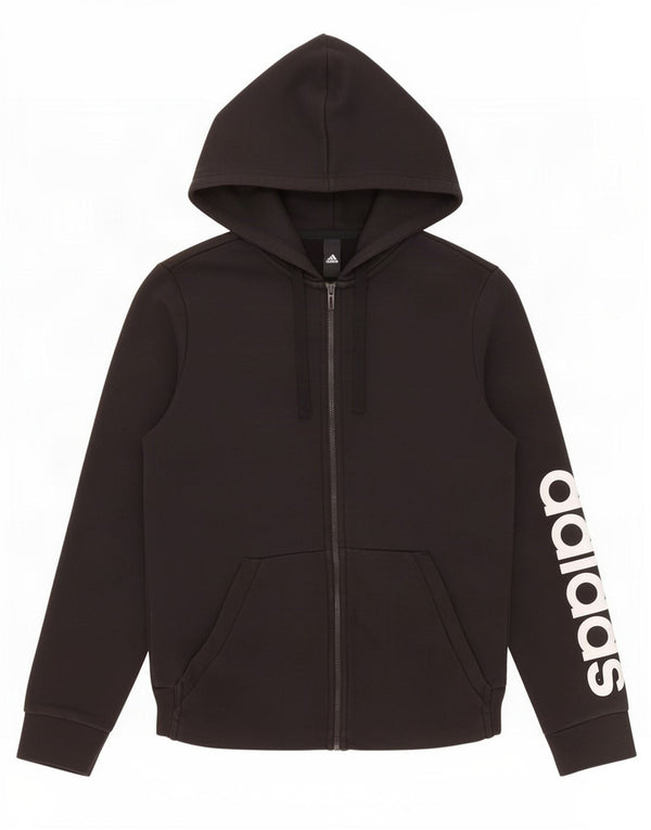 Maglione con cappuccio e zip grafica da donna Adidas UK 12/14 Cotone nero medio