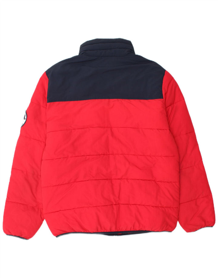 ELLESSE Giacca imbottita da uomo UK 40 Large Rosso Colorblock Poliammide