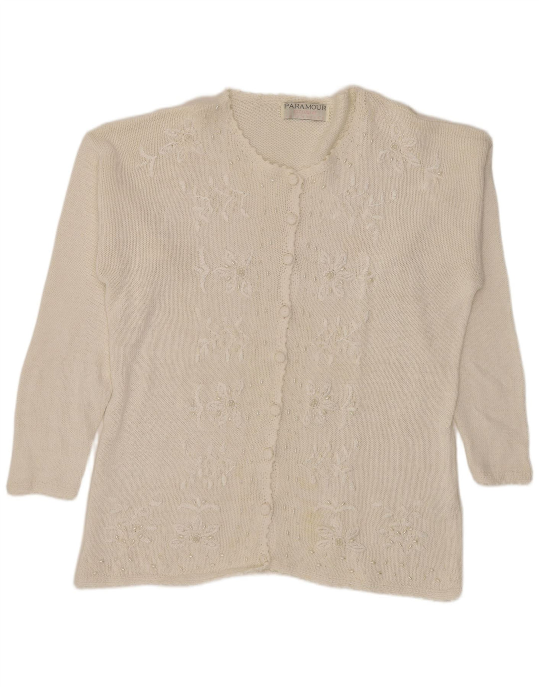 Maglione cardigan da donna Paramour Taglia unica Ramie floreale bianco