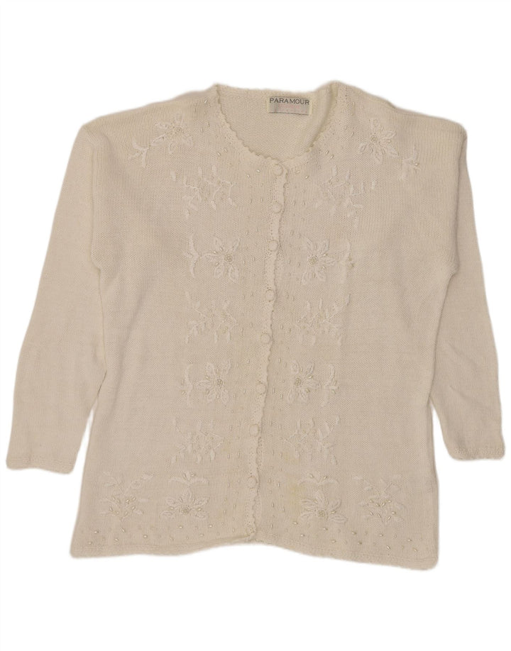 Maglione cardigan da donna Paramour Taglia unica Ramie floreale bianco