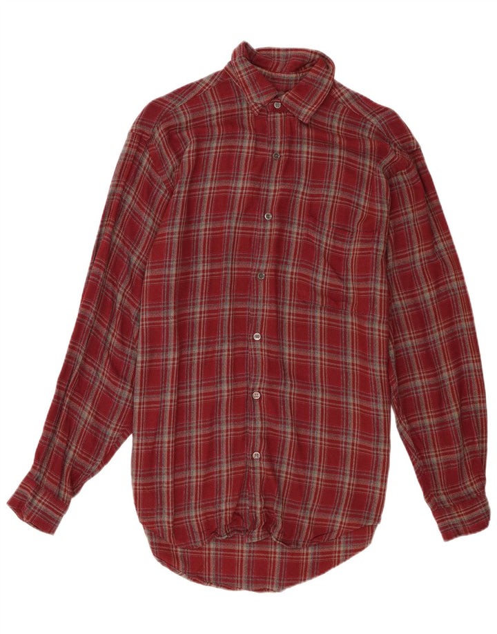Camicia in flanella da uomo Marks & Spencer piccolo motivo a quadri rossi in viscosa