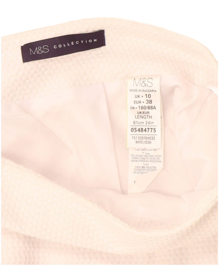 Gonna a tubino da donna Marks & Spencer UK 10 piccola W30 poliestere bianco
