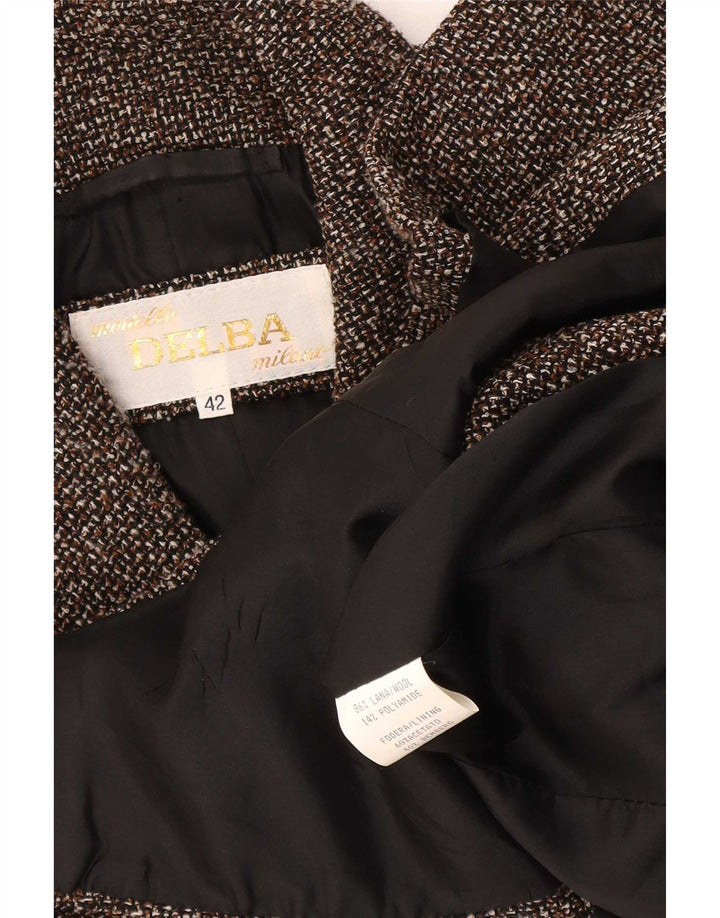 Giacca blazer doppiopetto da donna Delba EU 42 grande lana screziata marrone