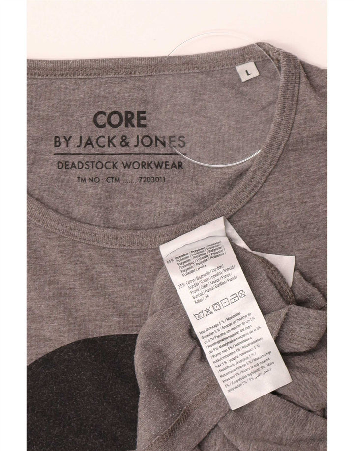 Jack & Jones T-shirt grafica da uomo Core Top grande in poliestere grigio