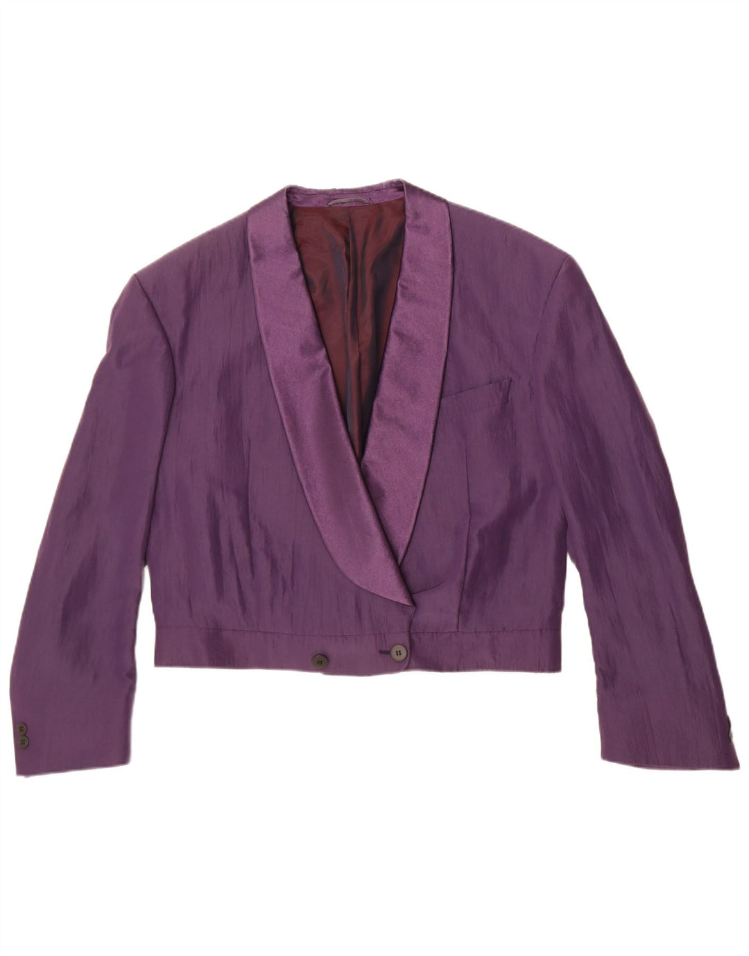 Giacca blazer doppiopetto vintage da donna UK 14 grande viola