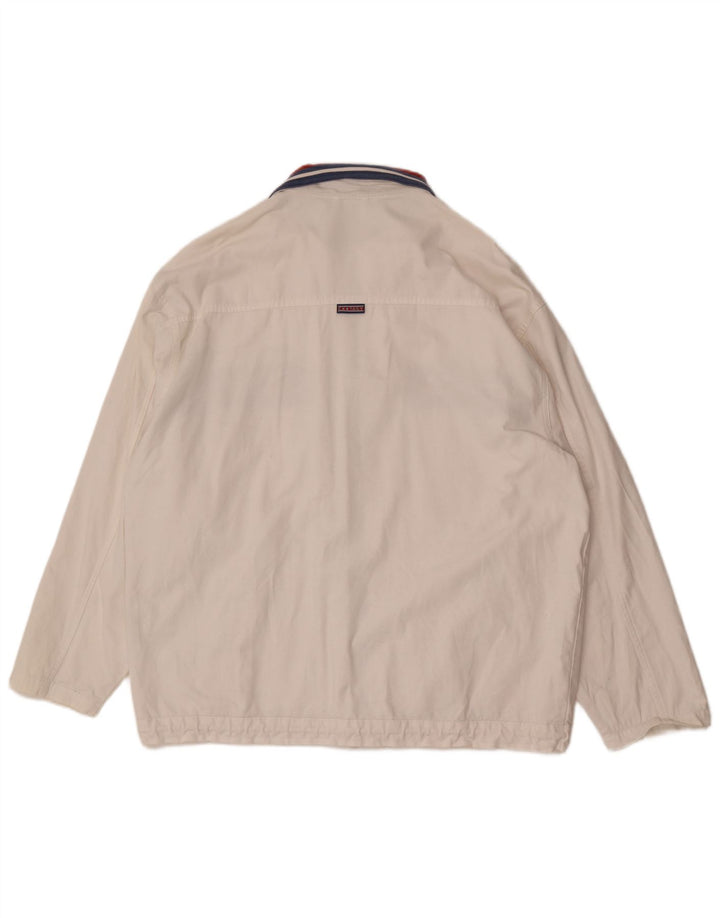 Giacca da ginnastica vintage da uomo XL in cotone color block bianco