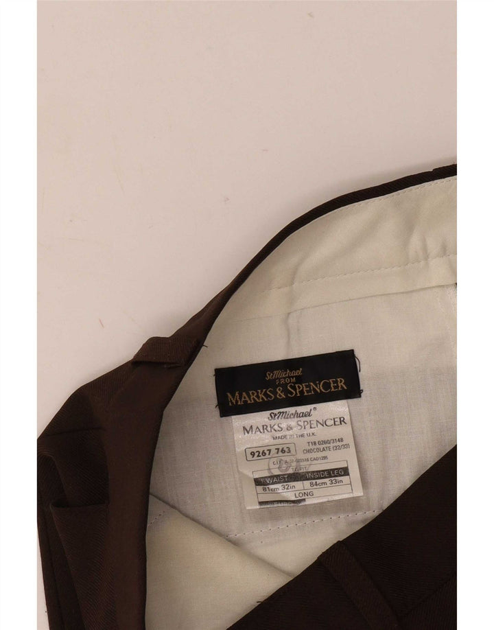 Pantaloni casual dritti da uomo Marks & Spencer W32 L26 poliestere marrone