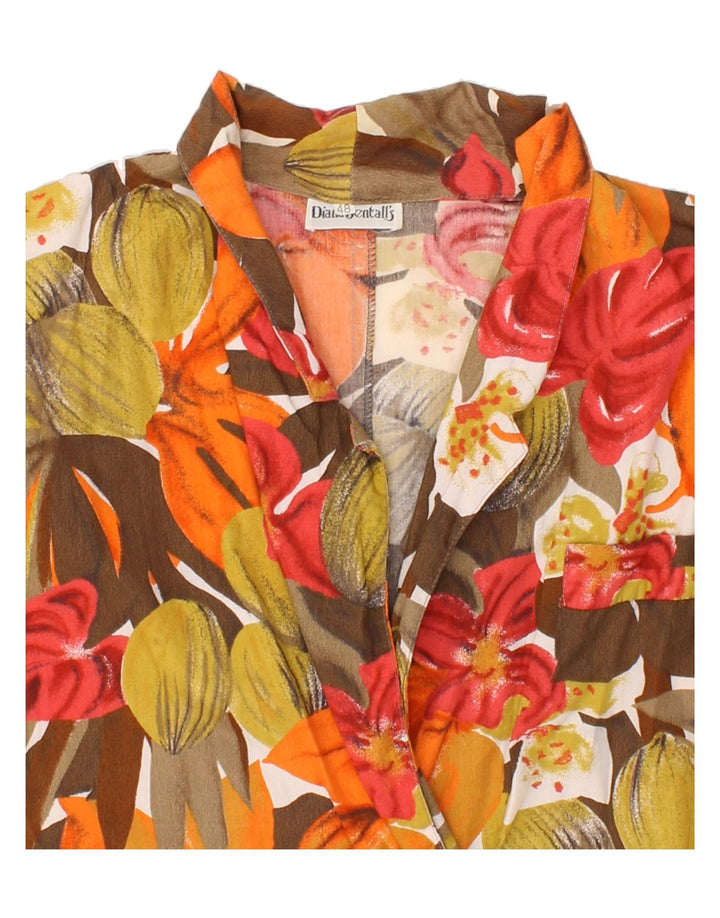 DIANA BENTALLS Womens Double Breasted Blazer Jacket IT 48 XL Brown Floral Vintage Diana Bentalls and Second-Hand Diana Bentalls from Messina Hembry 
