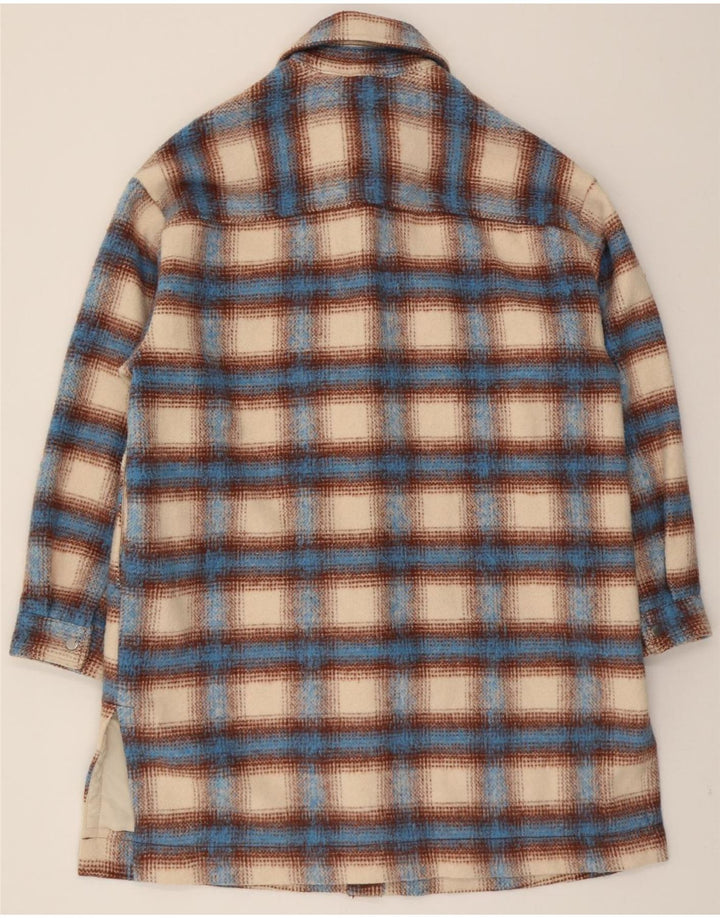 LEVI'S Womens Overcoat UK 16 Large Blue Check Polyester Vintage Levi's and Second-Hand Levi's from Messina Hembry 