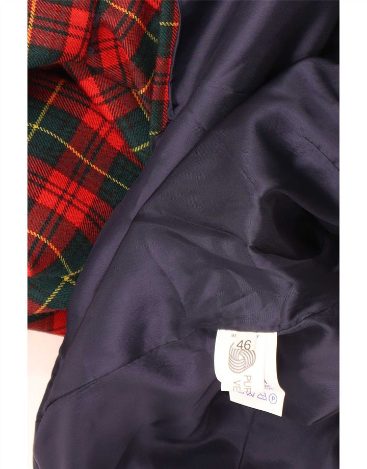 Giacca blazer vintage da donna a 3 bottoni IT 46 grande lana vergine a quadri rossi