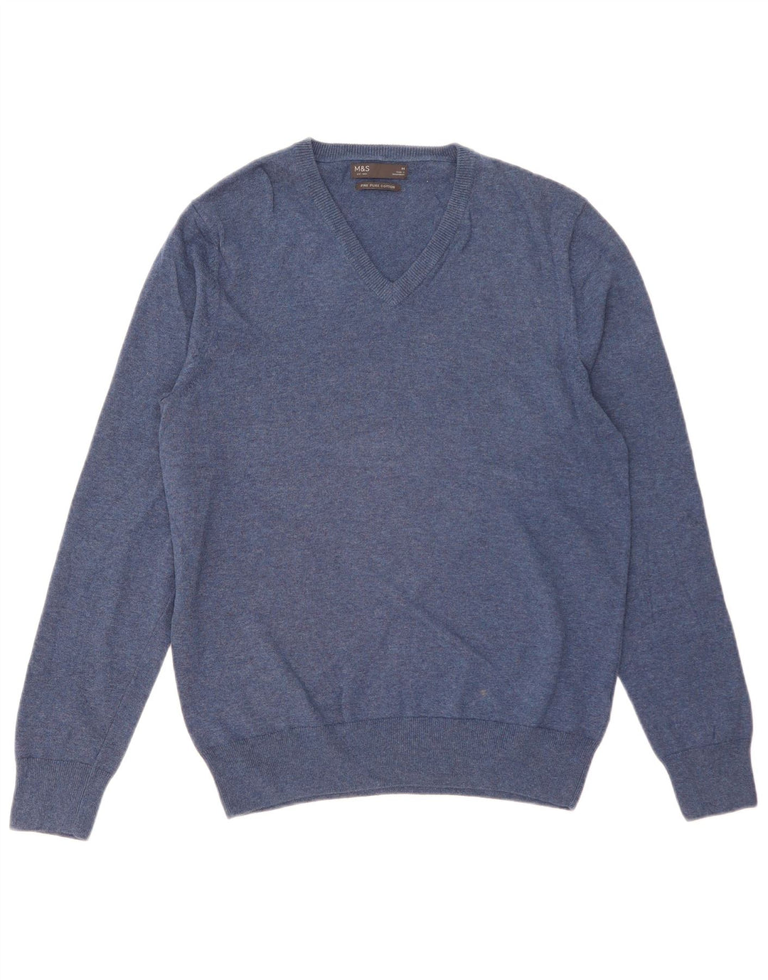 Maglione da uomo con scollo a V Marks & Spencer in cotone blu medio