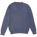 Maglione da uomo con scollo a V Marks & Spencer in cotone blu medio