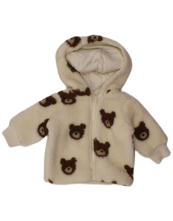 Giacca in pile con cappuccio grafico per neonata Monsoon 0-3 mesi bianco sporco