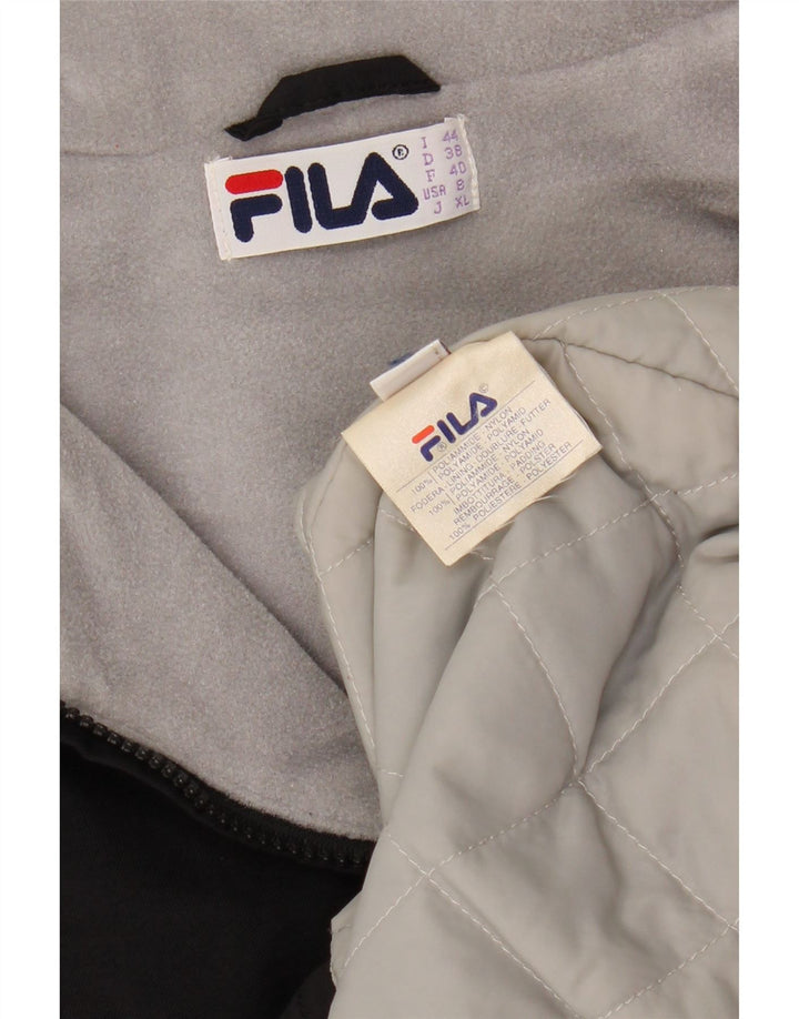 FILA Womens Loose Fit Windbreaker Coat US 8 Medium Black Polyamide